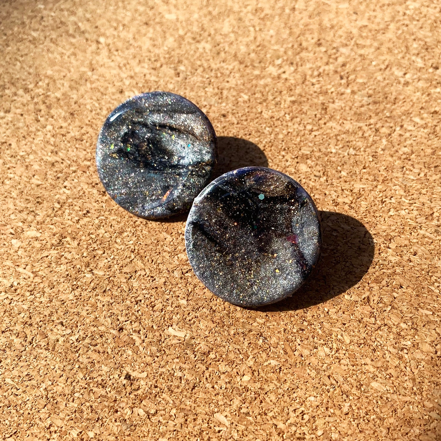 Limited Edition black marble circle studs