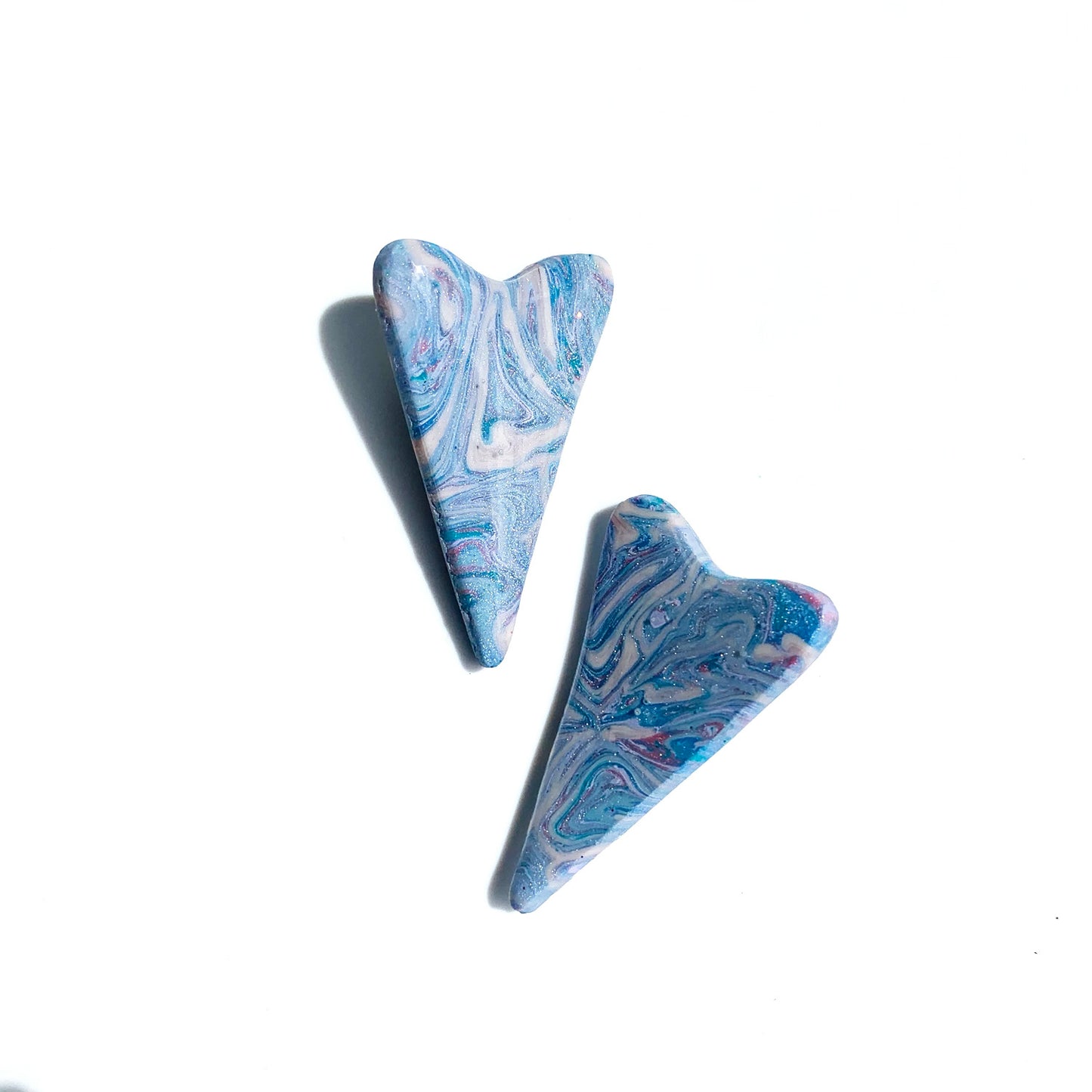 Blue Abstract Heart studs 01